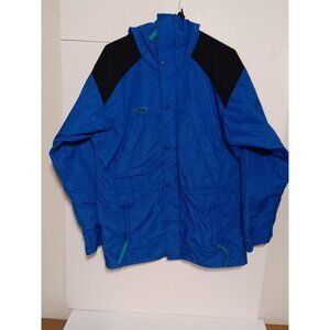 COLUMBIA POWDER KEG Men Medium Blue Black Color Block Nylon Radial Sleeve Jacket